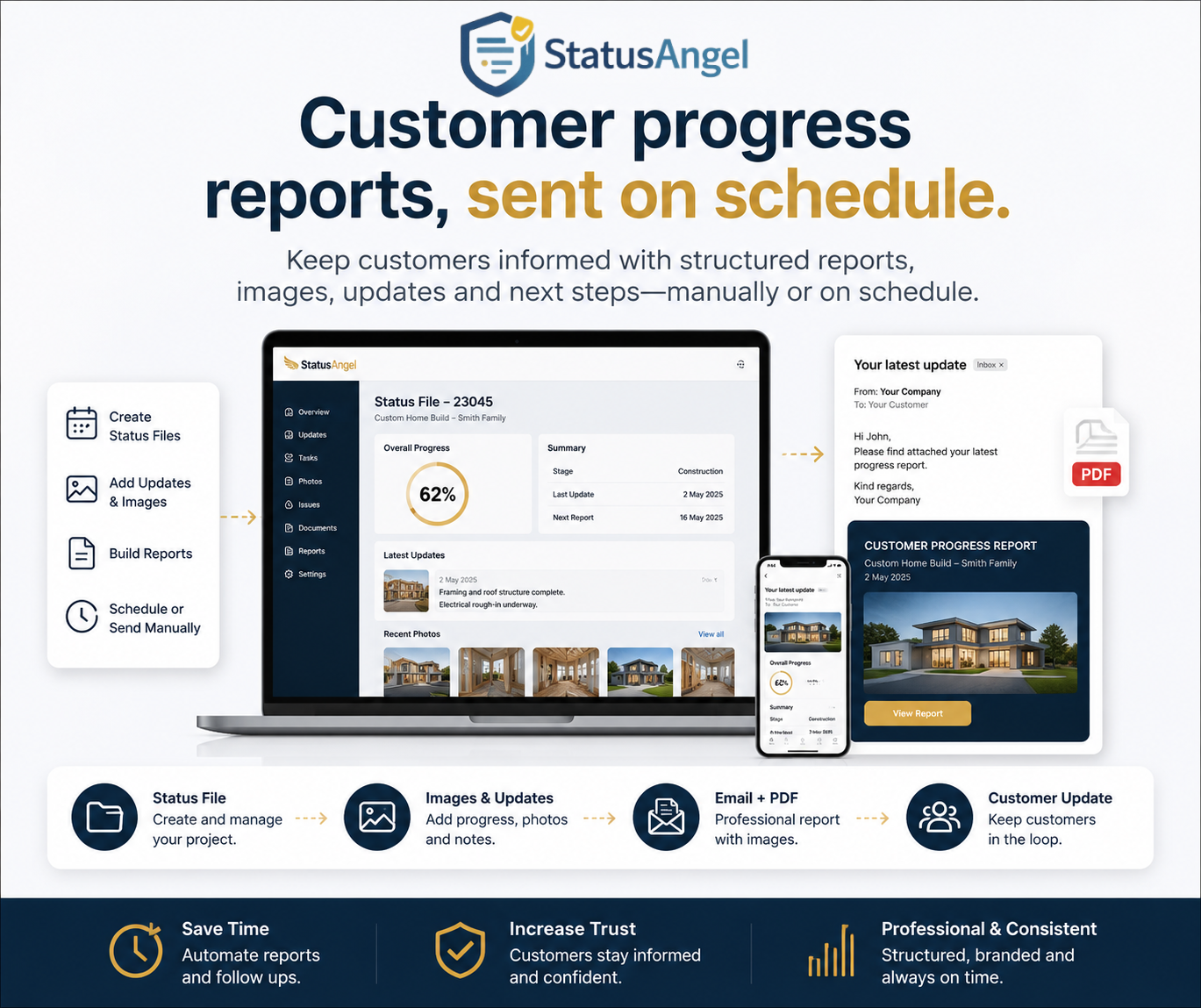 StatusAngel customer progress and update reporting software overview
